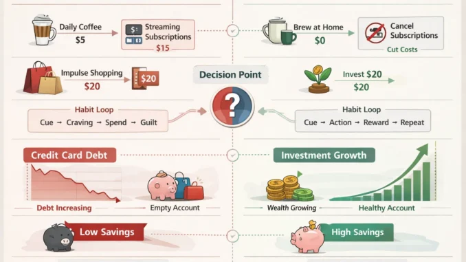 financial decision psychology showing how small daily choices impact long-term wealth and financial outcomes