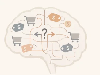 Consumer psychology illustration showing buying decisions, pricing strategies, and behavioral triggers in marketing.