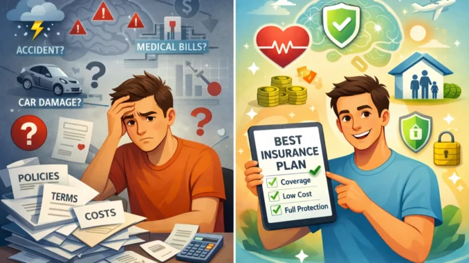 insurance buying psychology showing hesitation vs confident decision in purchasing insurance coverage