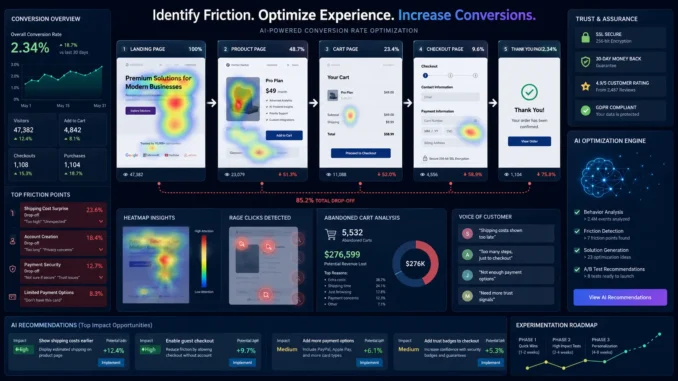 conversion rate optimization psychology showing visitor drop-off behavior and business funnel optimization strategies